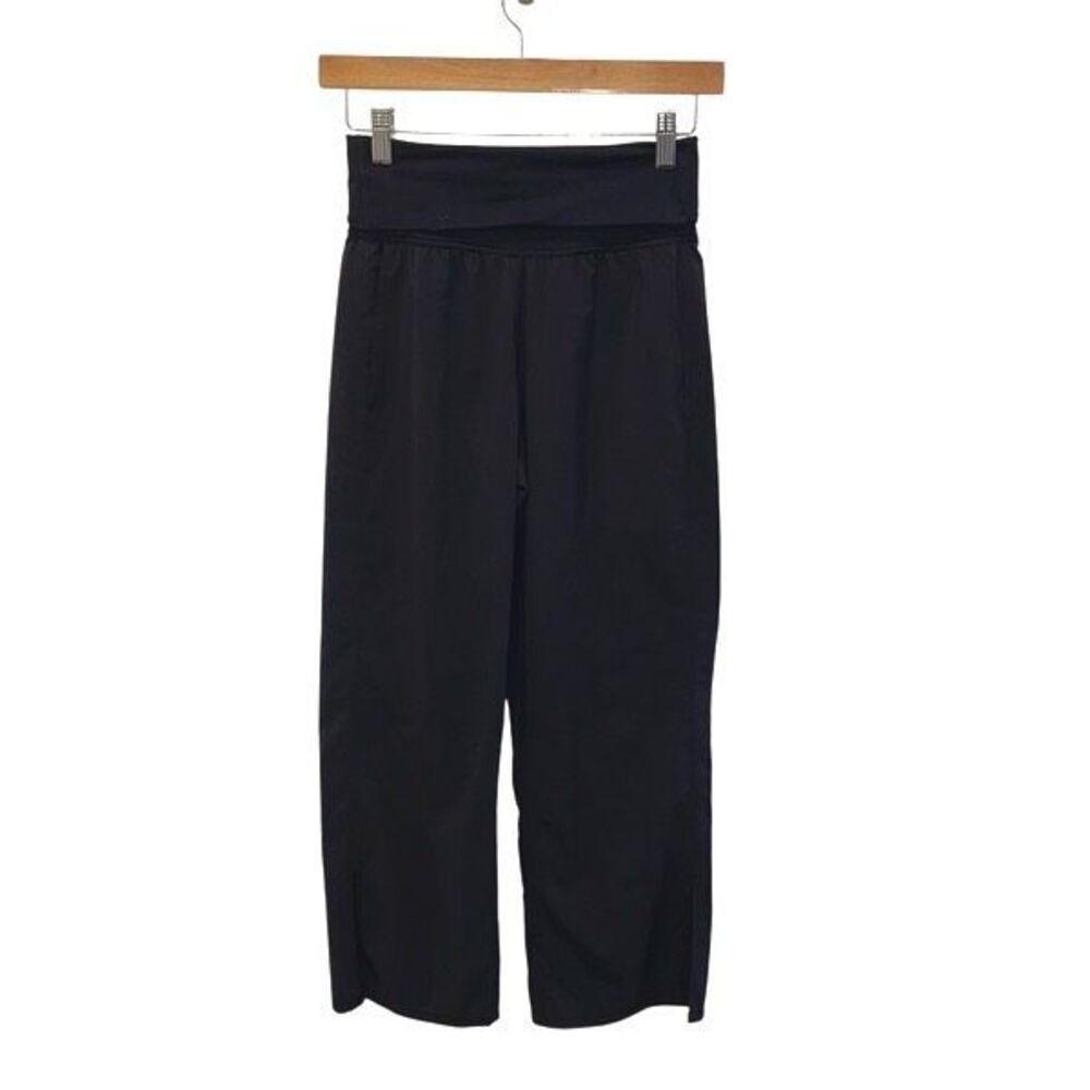 Lululemon Womens High Rise Flat Front Pull-On Wide Leg Crop Pants Black Size 2